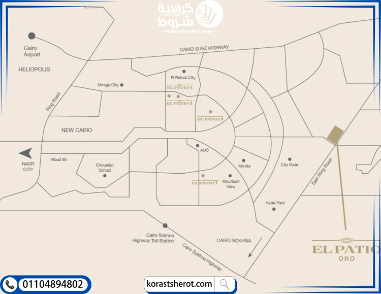 موقع كمبوند الباتيو اورو التجمع الخامس