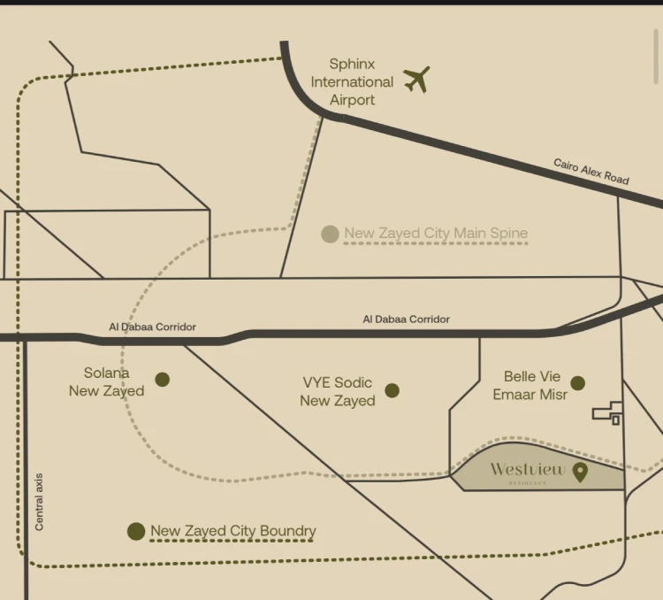 موقع كمبوند ويست فيو ريزيدنس زايد الجديدة