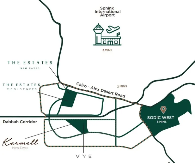 موقع كمبوند ذا استيتس ريزيدنس زايد الجديد